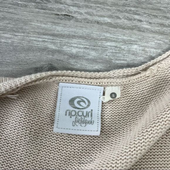 Rip Curl Cream Tan Open Front Knit Cardigan Ocean Sweater Size Small - Picture 8 of 10